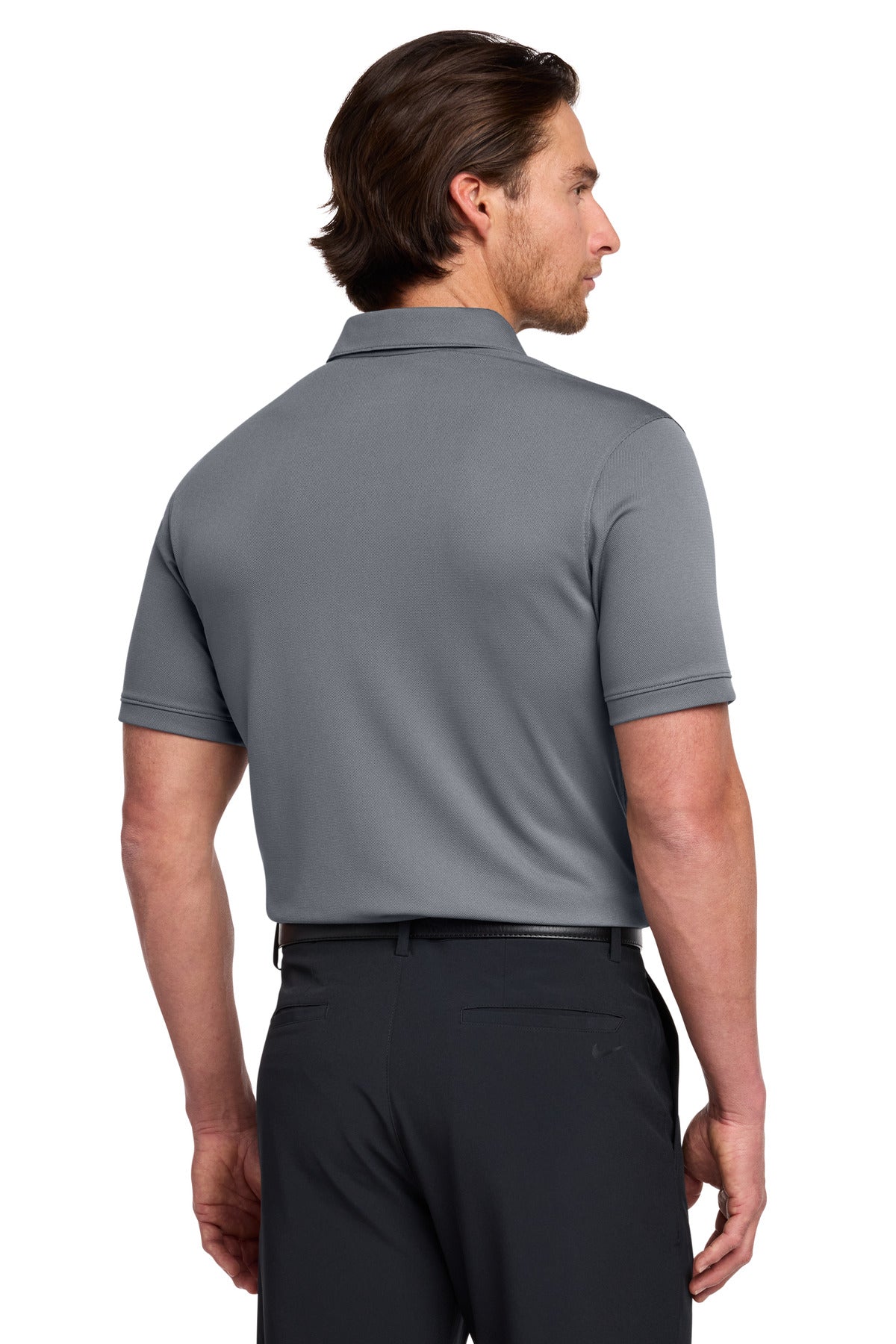 Dark Grey Nike Dri-FIT Solid Icon Pique Modern Fit Polo. 746099 plain