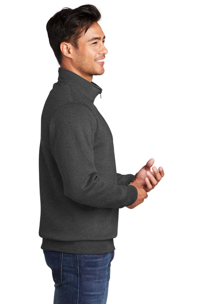 Dark Hthr Grey Port & Co Core Fleece 1/4-Zip Pullover Sweatshirt PC78Q