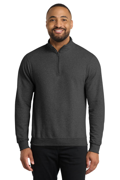 Dark Hthr Grey Port & Co Core Fleece 1/4-Zip Pullover Sweatshirt PC78Q
