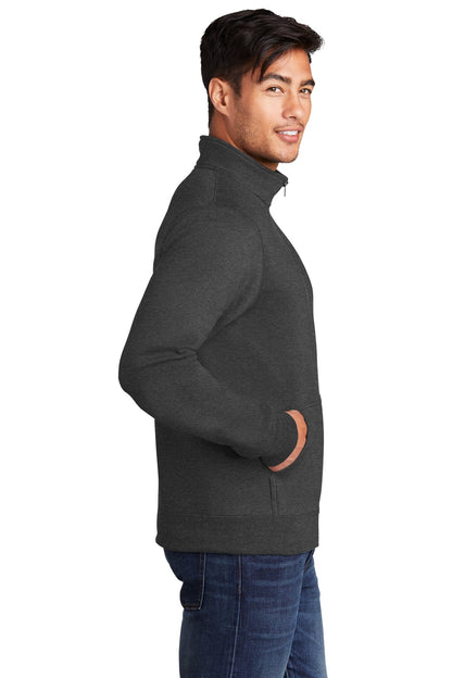 Dark Hthr Grey Port & Co Core Fleece Cadet Full-Zip Sweatshirt PC78FZ plain