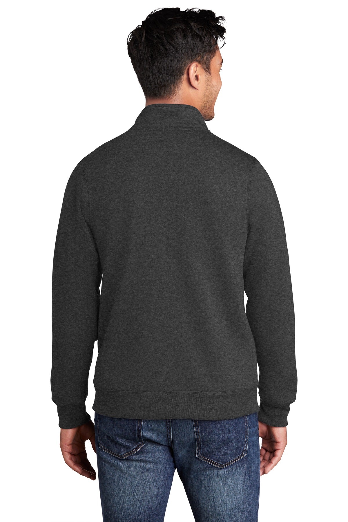 Dark Hthr Grey Port & Co Core Fleece Cadet Full-Zip Sweatshirt PC78FZ plain