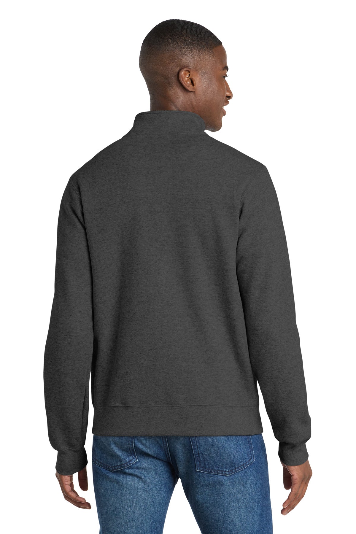 Dark Hthr Grey Port & Co Core Fleece Cadet Full-Zip Sweatshirt PC78FZ plain
