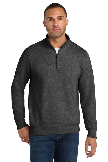 Dark Hthr Grey Port & Co Fan Favorite Fleece 1/4-Zip Pullover Sweatshirt. PC850Q plain