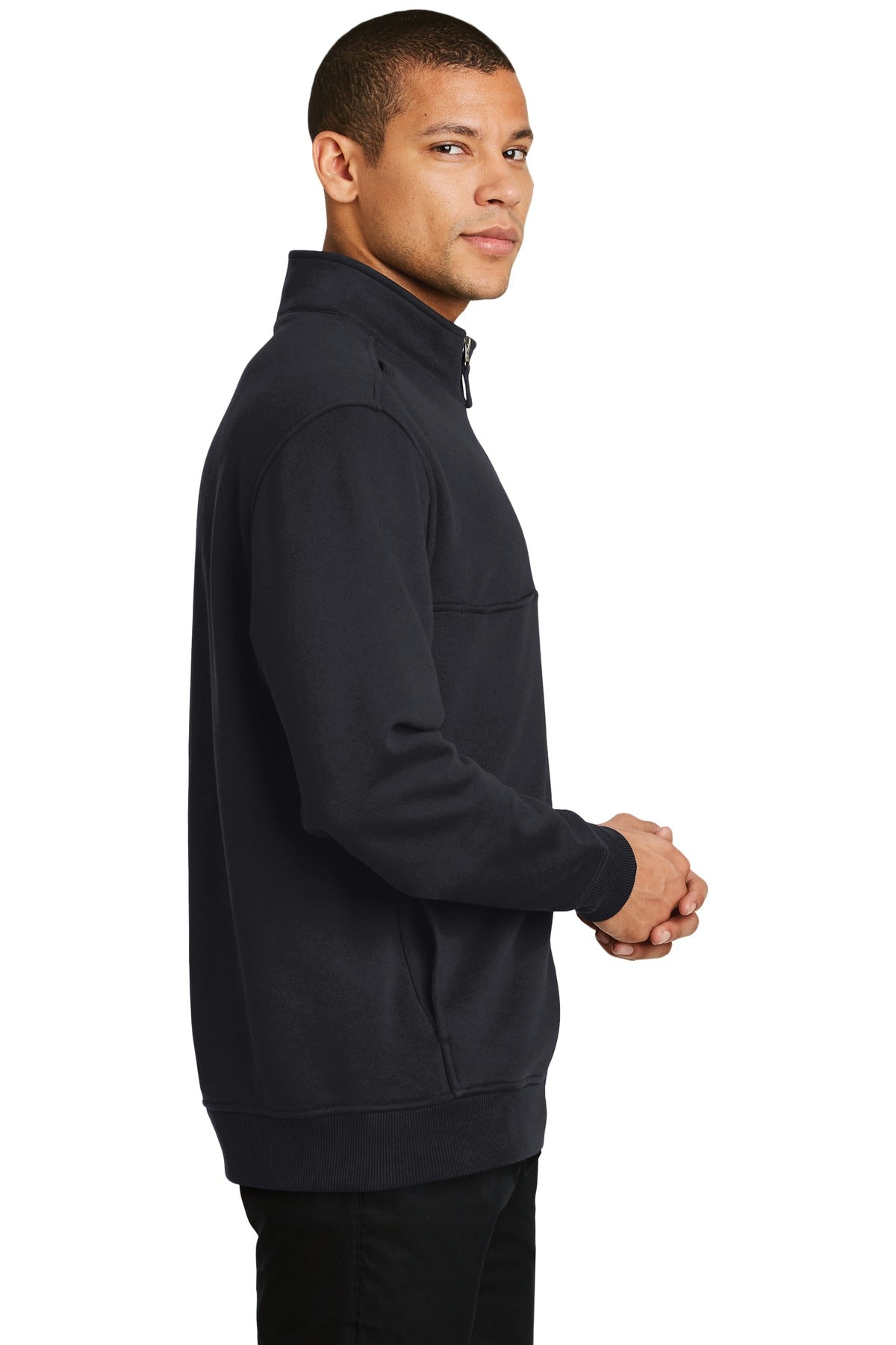 Dark Navy CornerStone 1/2-Zip Job Shirt. CS626 plain
