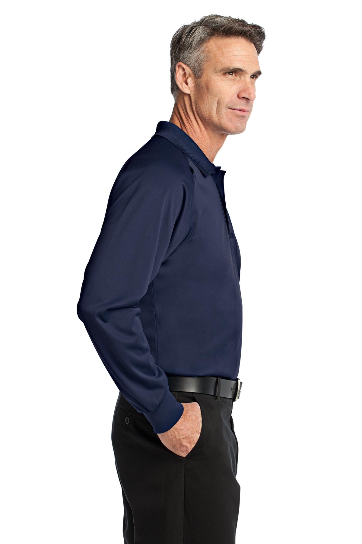 Dark Navy CornerStone - Select Long Sleeve Snag-Proof Tactical Polo. CS410LS plain