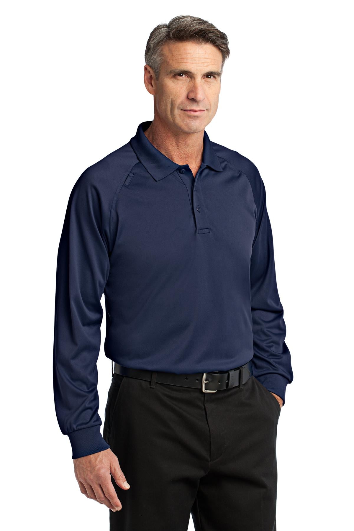 Dark Navy CornerStone - Select Long Sleeve Snag-Proof Tactical Polo. CS410LS plain