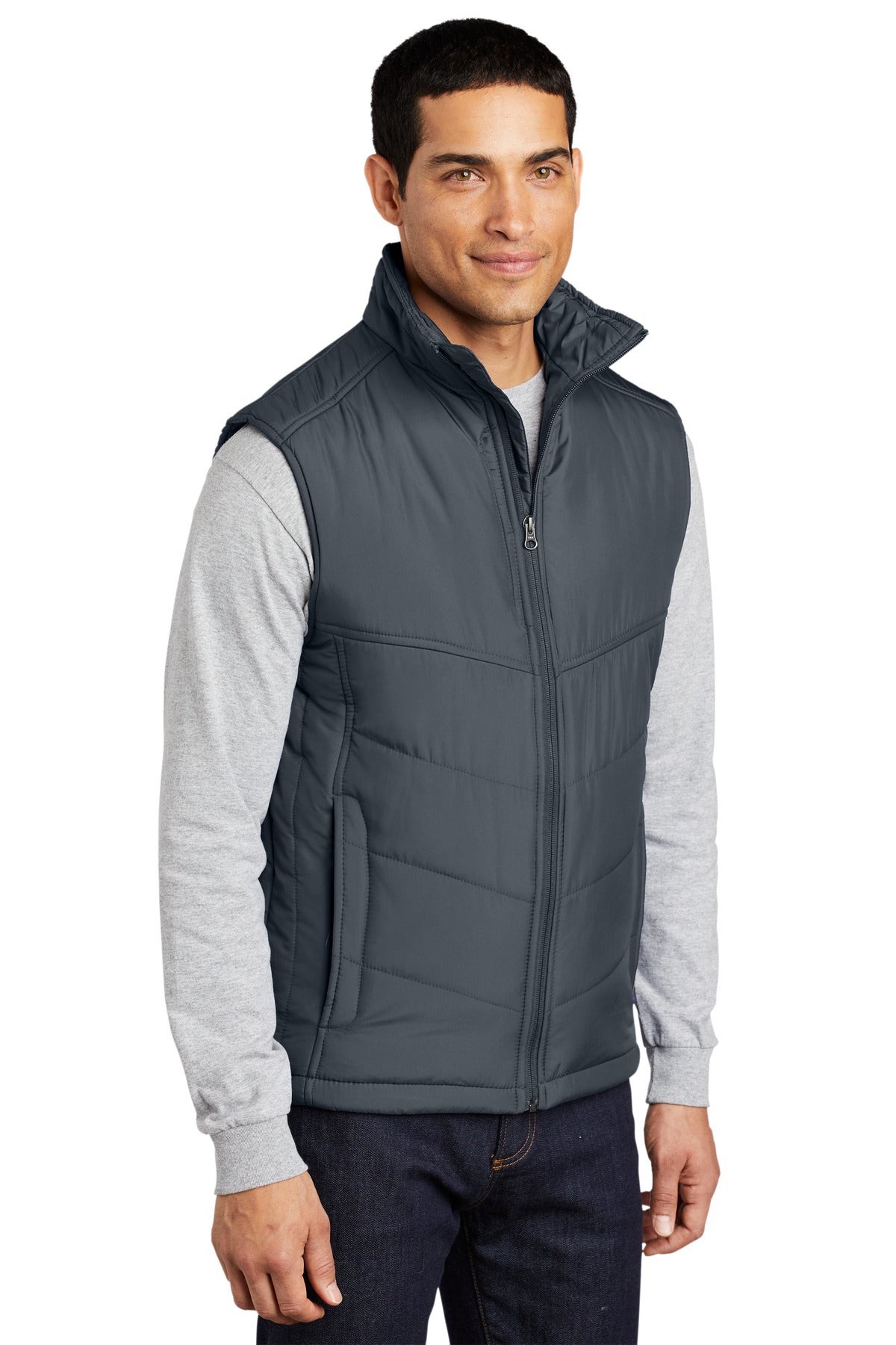 Dark Slate Port Authority Puffy Vest. J709 plain