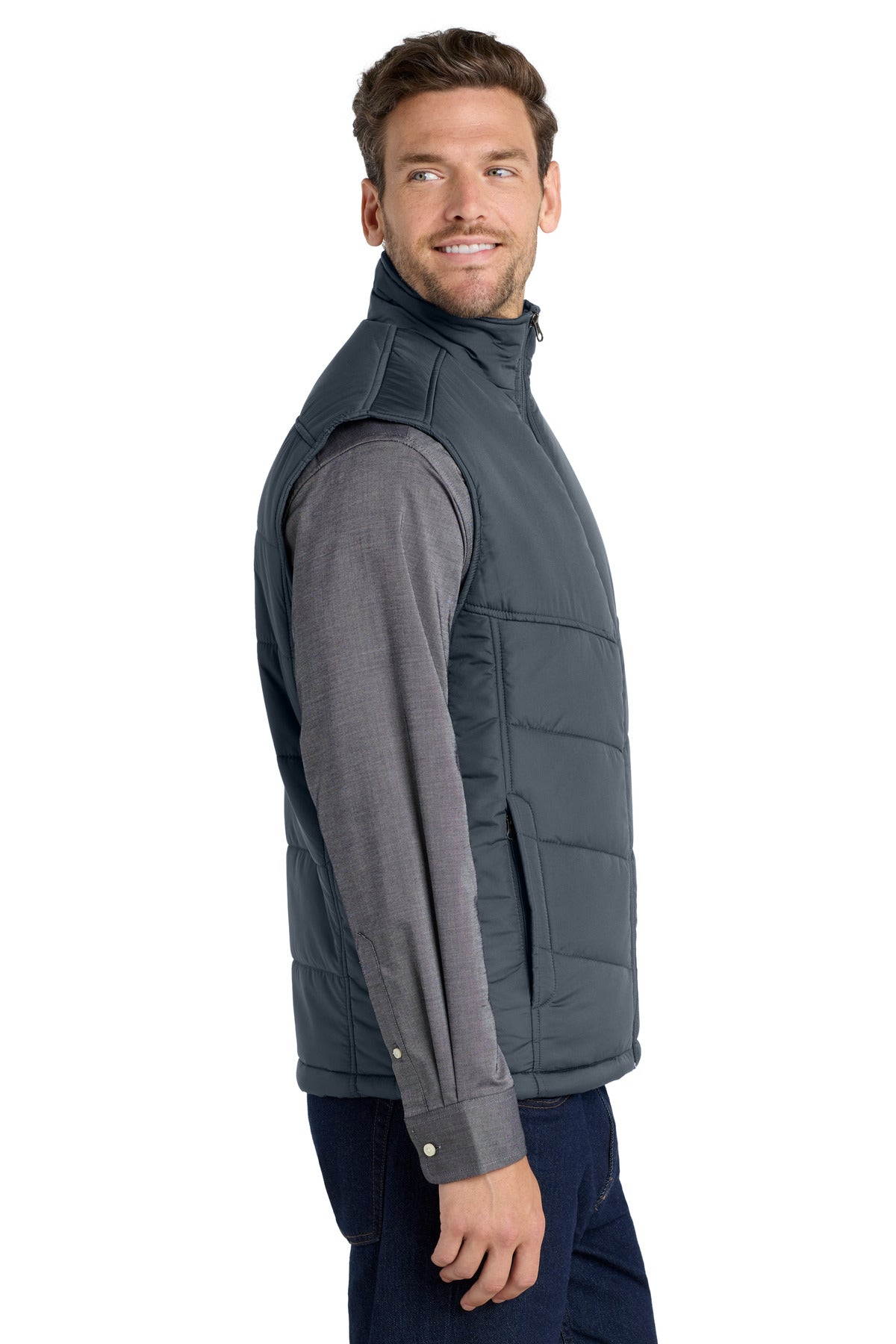 Dark Slate Port Authority Puffy Vest. J709