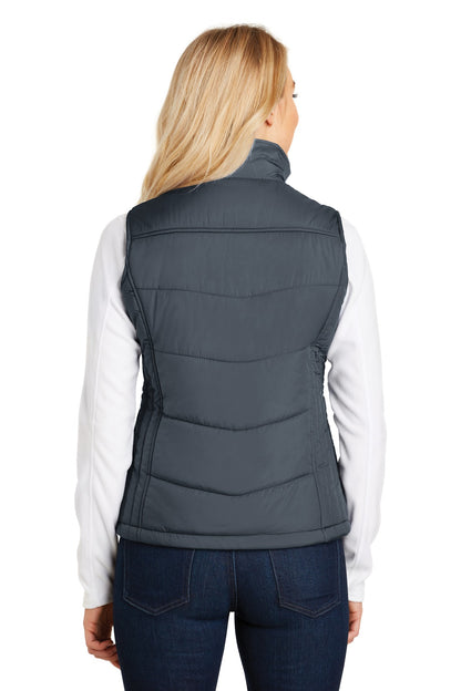 Dark Slate Port Authority Women's Puffy Vest. L709 plain