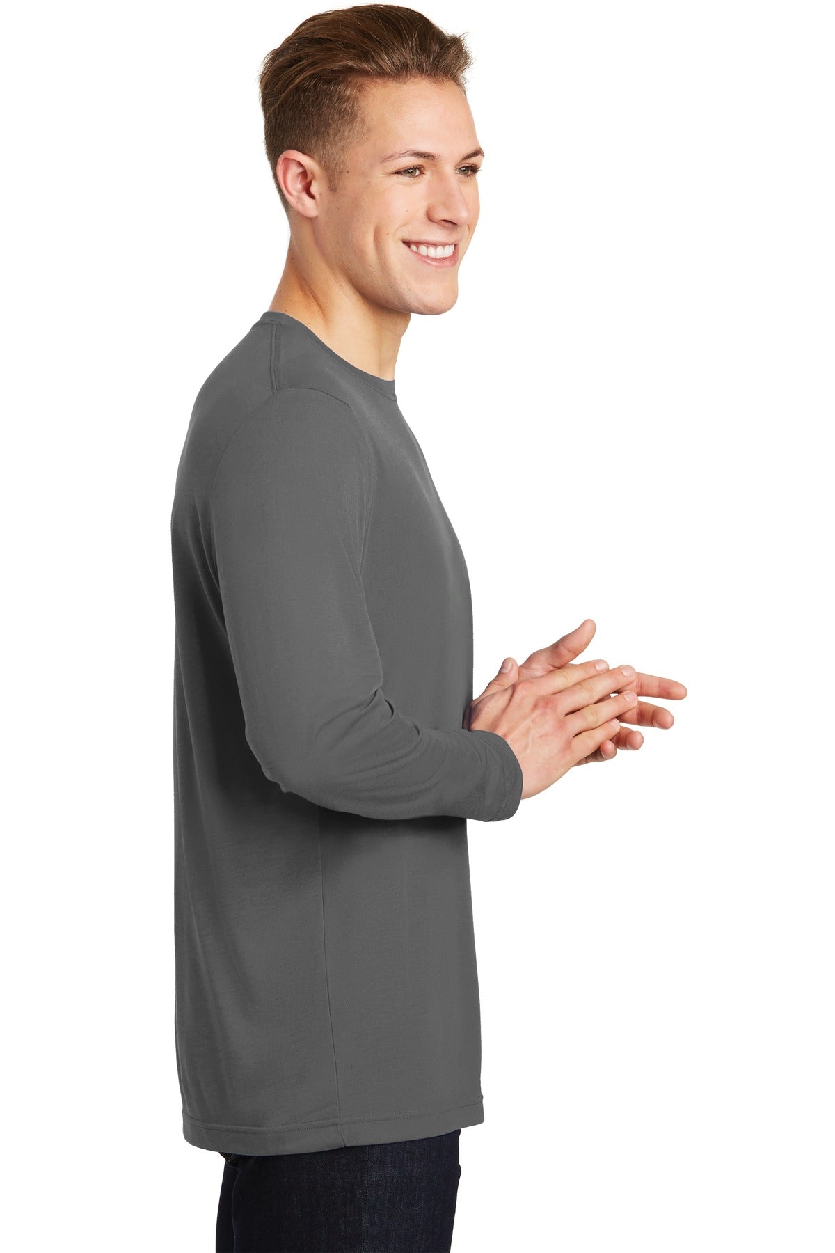 Dark Smoke Gry Sport-Tek Long Sleeve PosiCharge Competitor Cotton Touch Tee. ST450LS plain