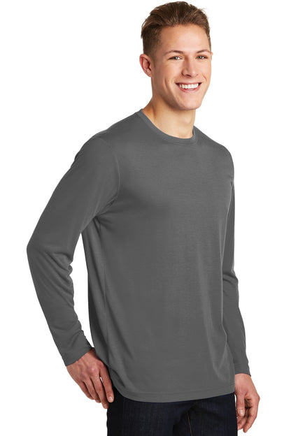 Dark Smoke Gry Sport-Tek Long Sleeve PosiCharge Competitor Cotton Touch Tee. ST450LS plain