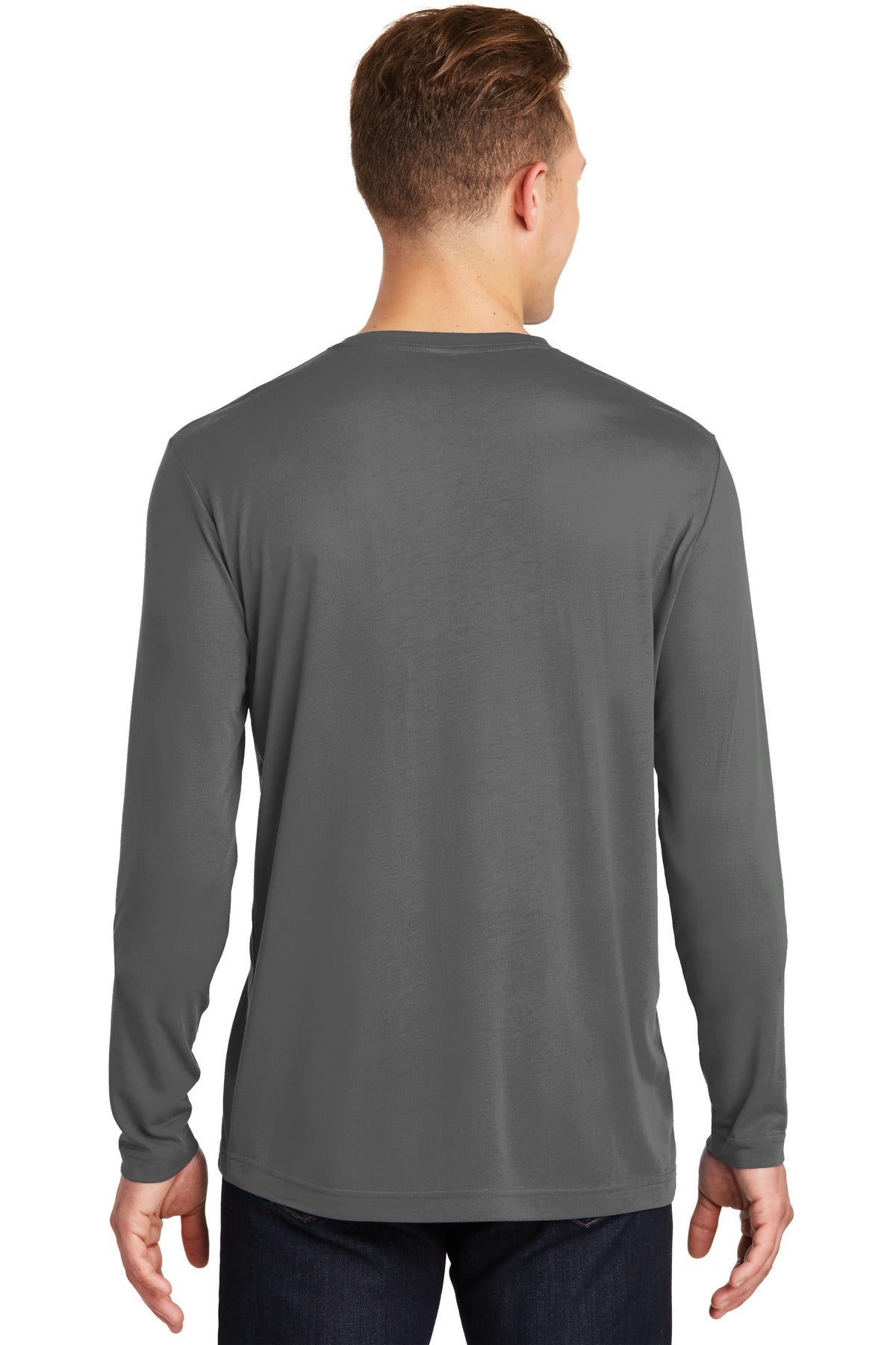 Dark Smoke Gry Sport-Tek Long Sleeve PosiCharge Competitor Cotton Touch Tee. ST450LS plain