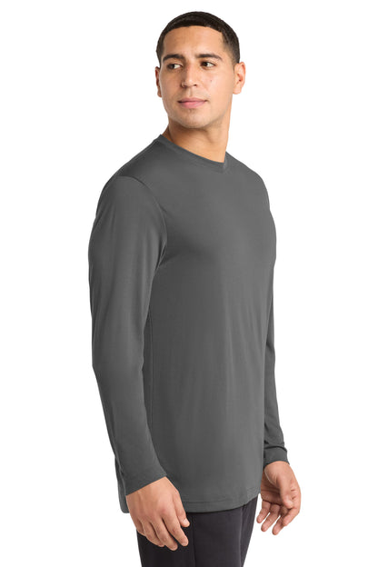 Dark Smoke Gry Sport-Tek Long Sleeve PosiCharge Competitor Cotton Touch Tee. ST450LS plain
