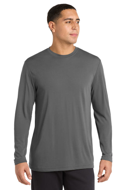 Dark Smoke Gry Sport-Tek Long Sleeve PosiCharge Competitor Cotton Touch Tee. ST450LS plain