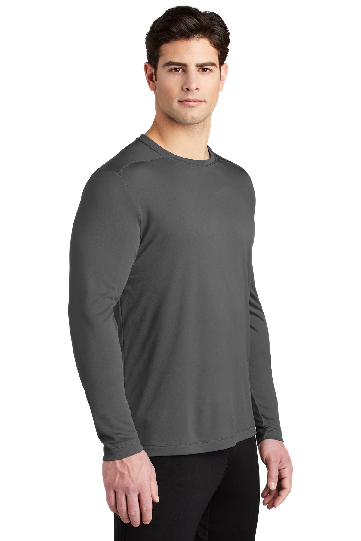 Dark Smoke Gry Sport-Tek Posi-UV Pro Long Sleeve Tee. ST420LS plain