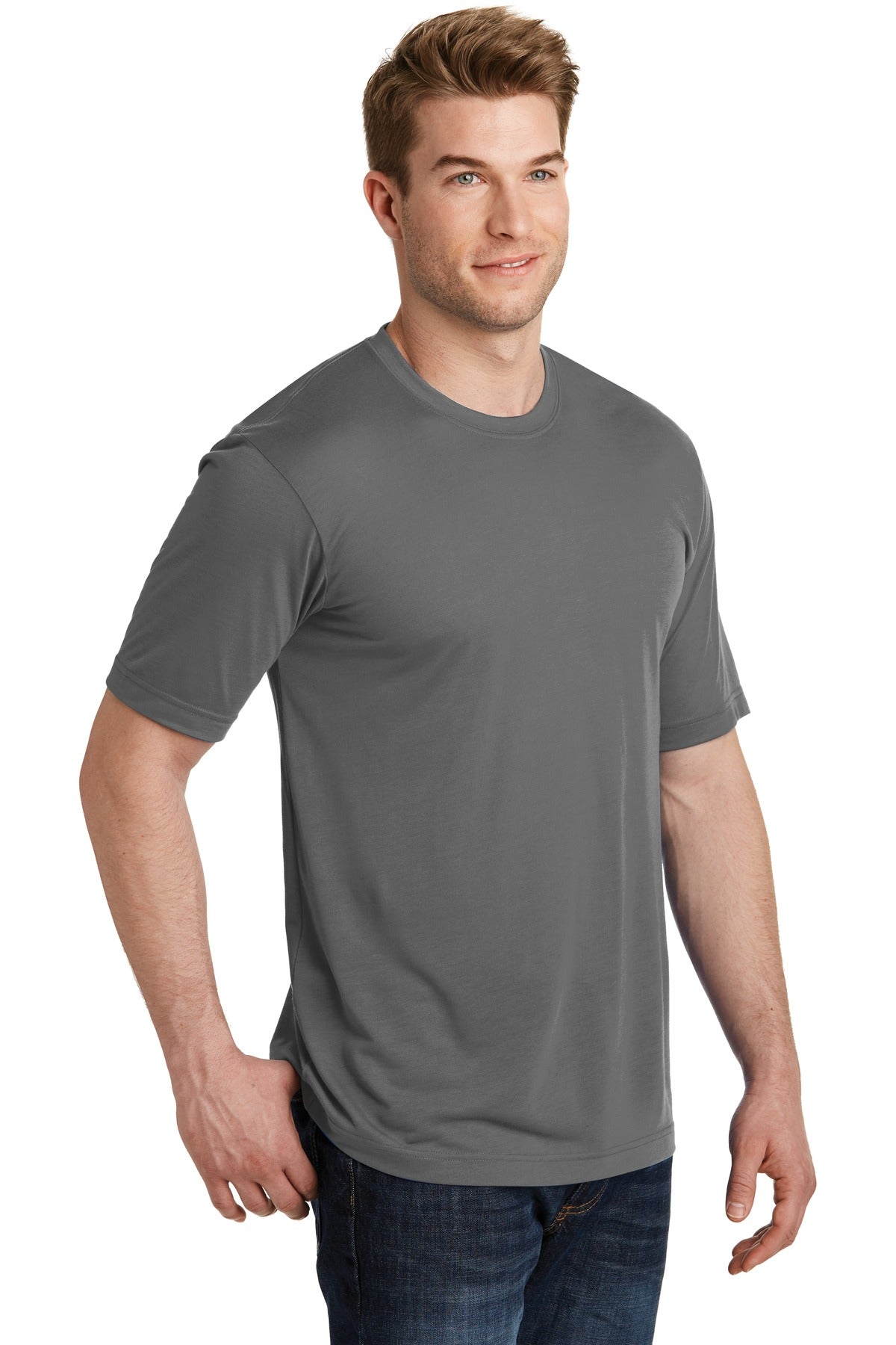 Dark Smoke Gry Sport-Tek PosiCharge Competitor Cotton Touch Tee. ST450 plain