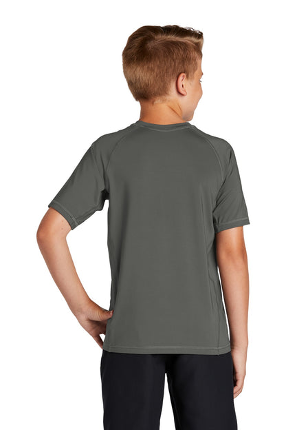Dark Smoke Gry Sport-Tek Youth Rashguard Tee. YST470 plain