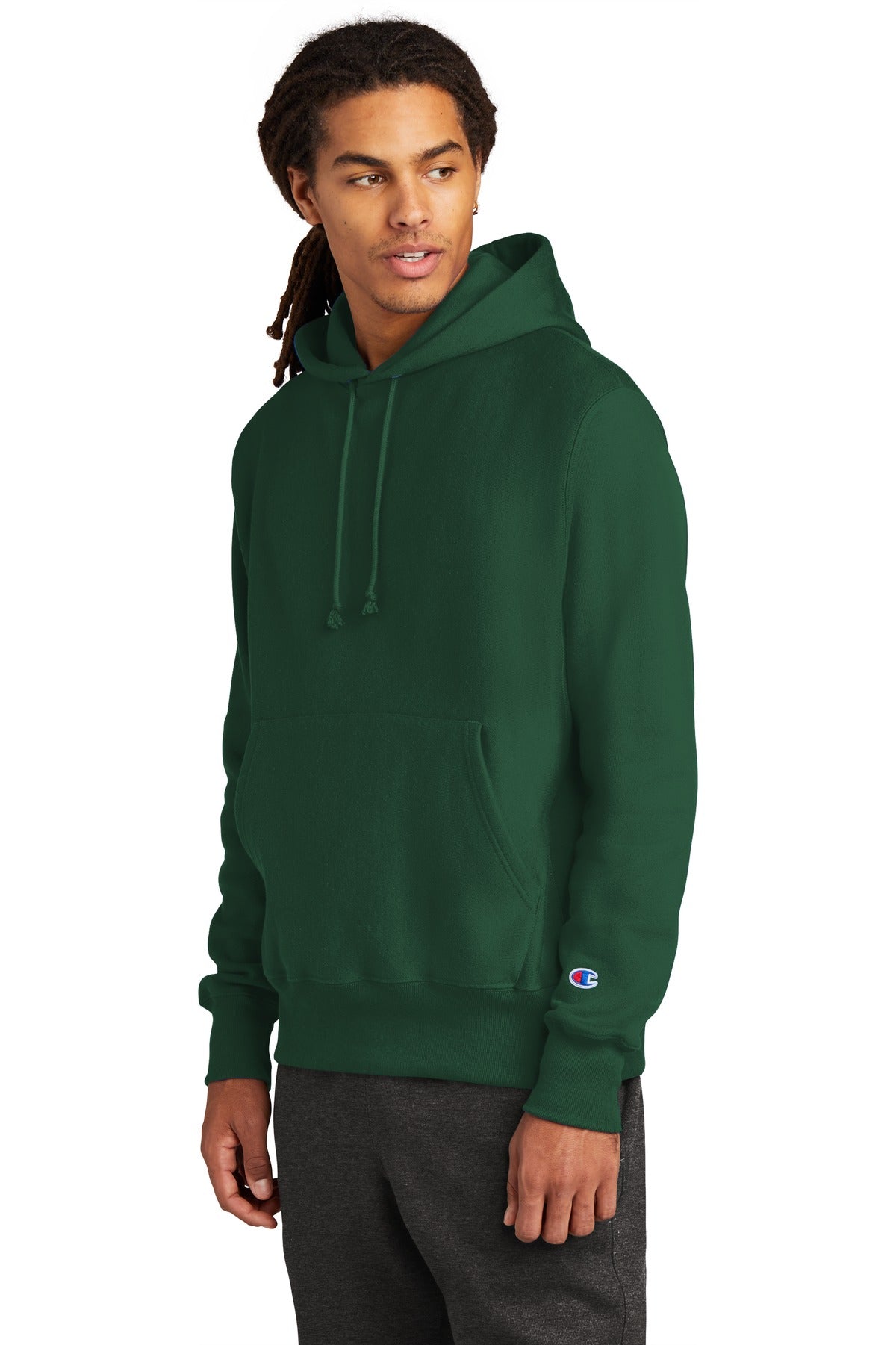 DarkGreen Champion Reverse Weave Hooded Sweatshirt S101 plain