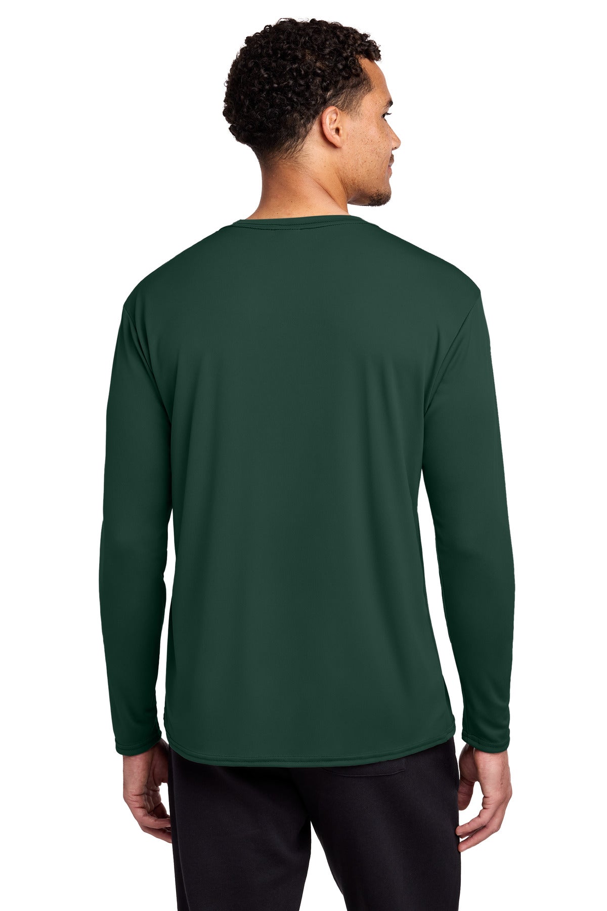 DarkGreen Port & Co Long Sleeve Performance Tee. PC380LS plain