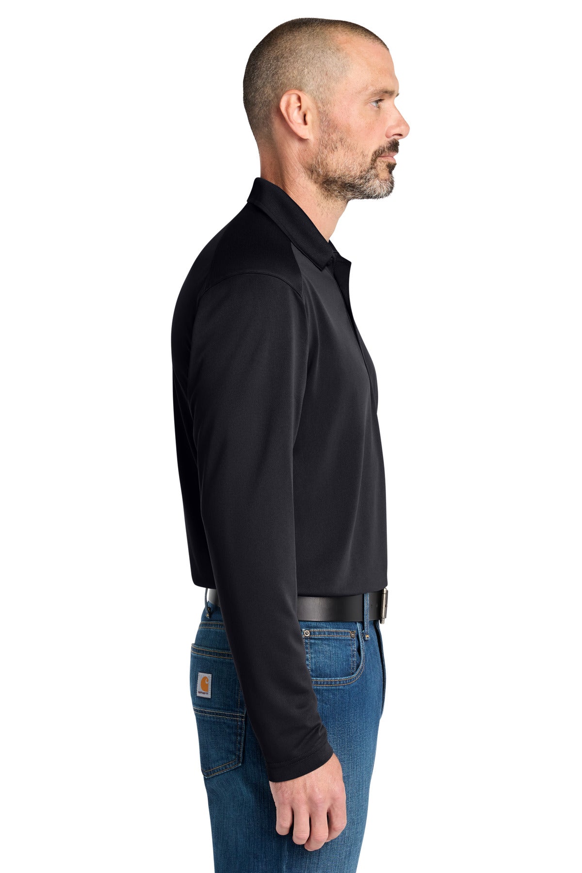 DarkNavy CornerStone Select Lightweight Snag-Proof Long Sleeve Polo CS418LS plain