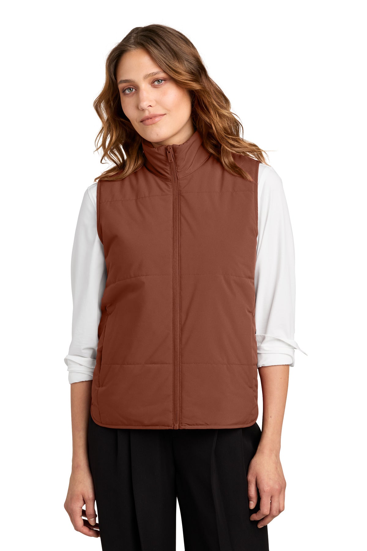 DarkSienna Mercer+Mettle Women's Brookline Quilted Vest MM7223 plain