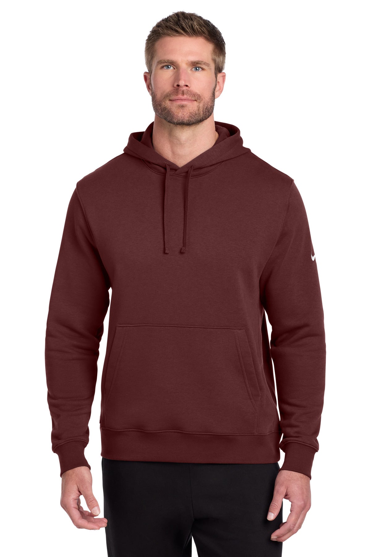 DarkTeamRd Nike Club Fleece Sleeve Swoosh Pullover Hoodie NKDR1499
