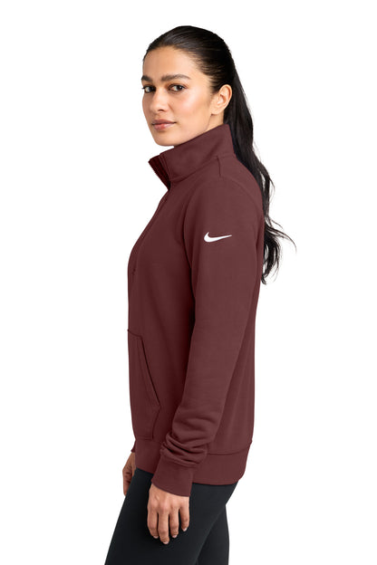 DarkTeamRd Nike Women's Club Fleece Sleeve Swoosh 1/2-Zip NKDX6720