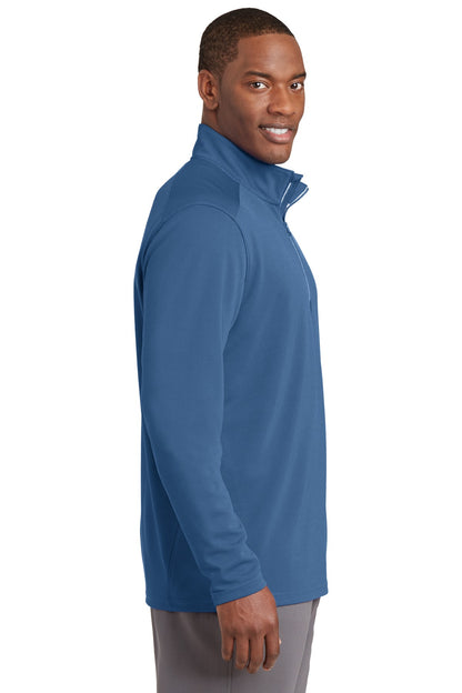 Dawn Blue Sport-Tek Sport-Wick Textured 1/4-Zip Pullover. ST860 plain