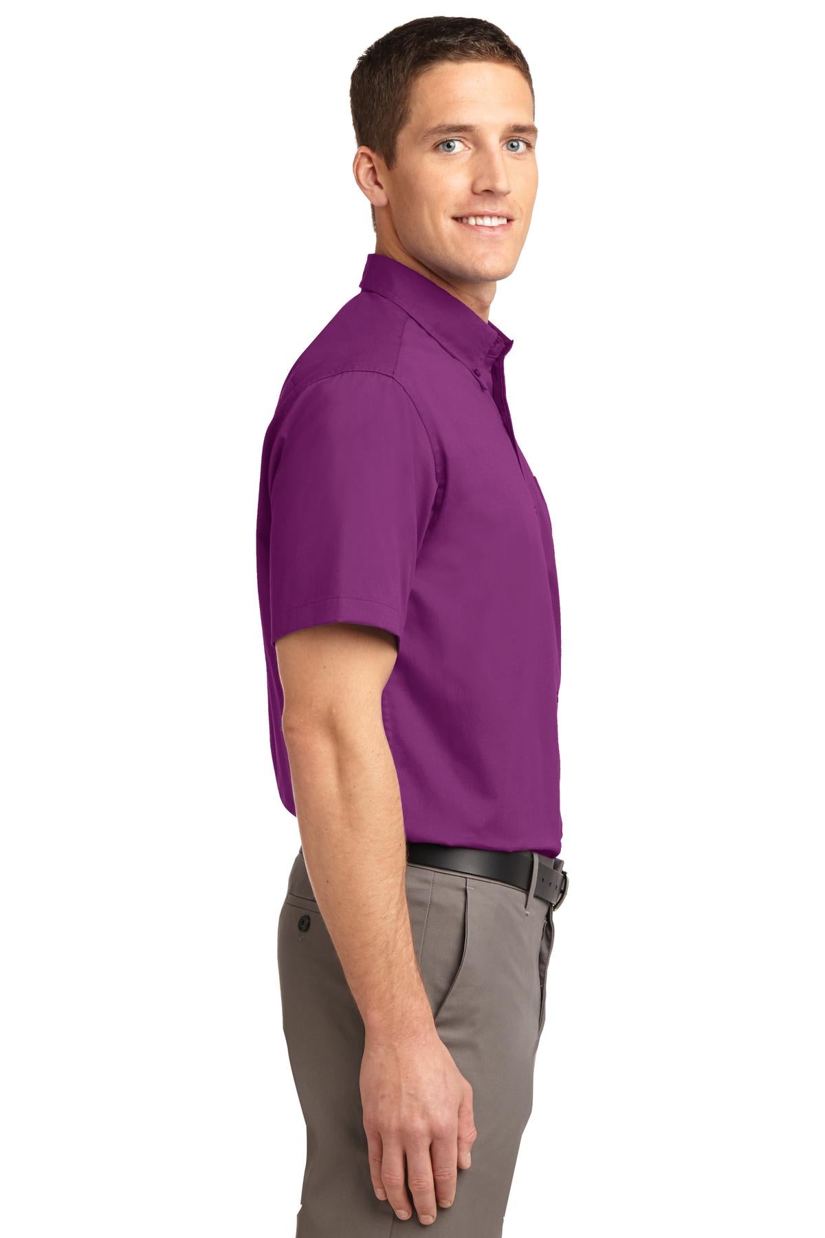 Deep Berry Port Authority Short Sleeve Easy Care Shirt. S508 plain