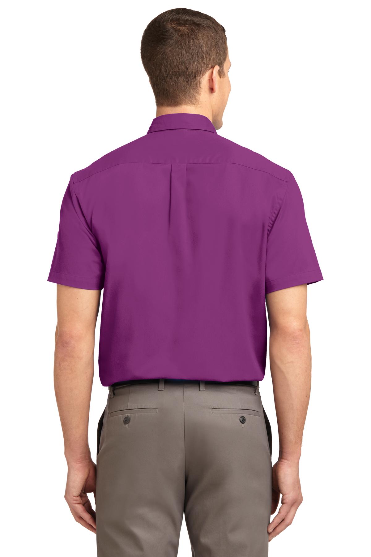 Deep Berry Port Authority Short Sleeve Easy Care Shirt. S508 plain