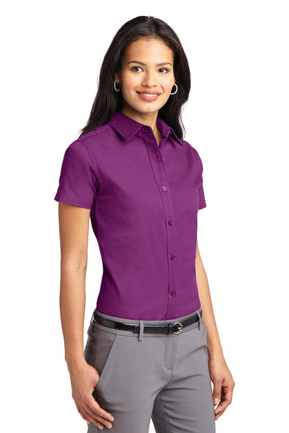 Deep Berry Port Authority Women's Short Sleeve Easy Care Shirt. L508 plain