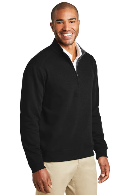 Deep Bk/Cha He Port Authority Interlock 1/4-Zip. K807 plain
