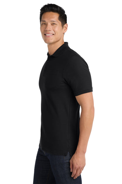 Deep Black Port Authority Core Classic Pique Pocket Polo. K100P plain