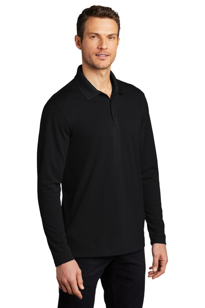 Deep Black Port Authority Dry Zone UV Micro-Mesh Long Sleeve Polo K110LS plain