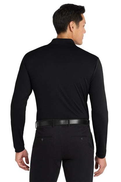 Deep Black Port Authority Dry Zone UV Micro-Mesh Long Sleeve Polo K110LS plain