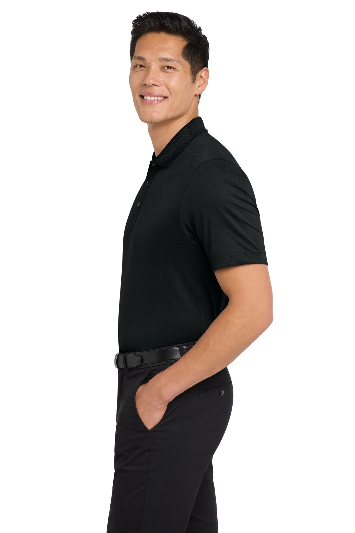 Deep Black Port Authority Eclipse Stretch Polo. K587 plain