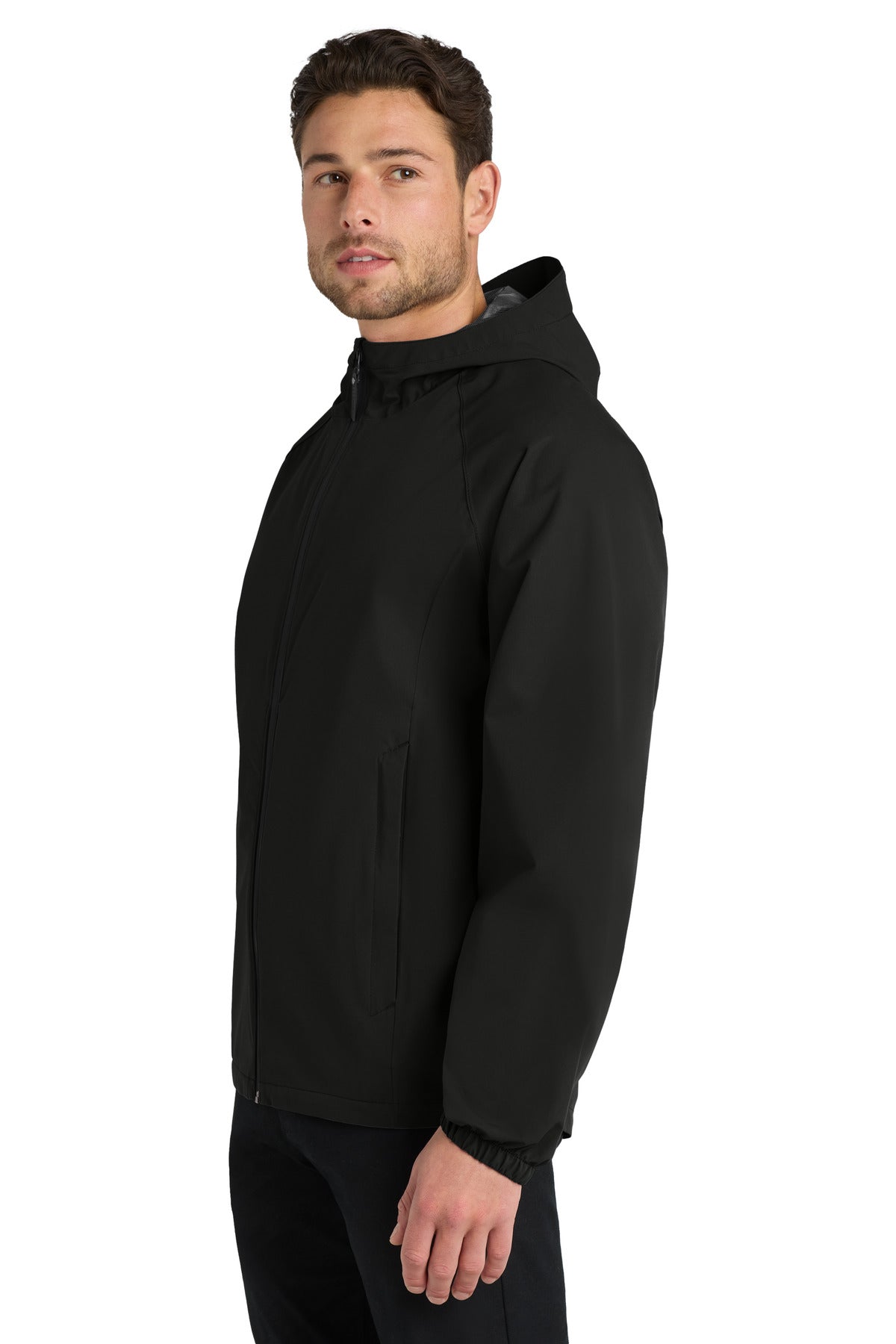 Deep Black Port Authority Essential Rain Jacket J407 plain