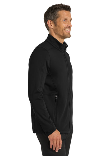 Deep Black Port Authority Grid Fleece Jacket. F239 plain