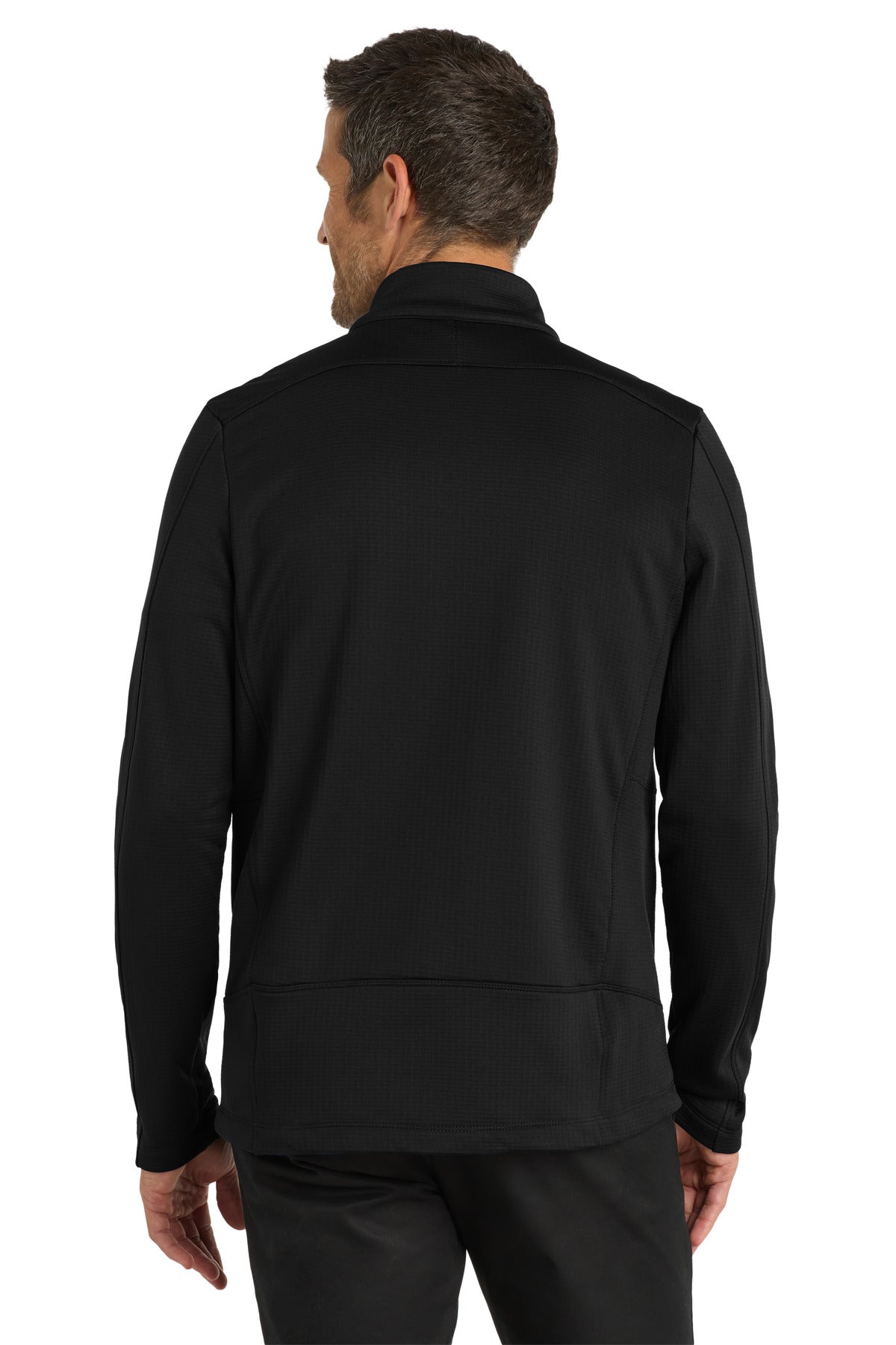 Deep Black Port Authority Grid Fleece Jacket. F239 plain