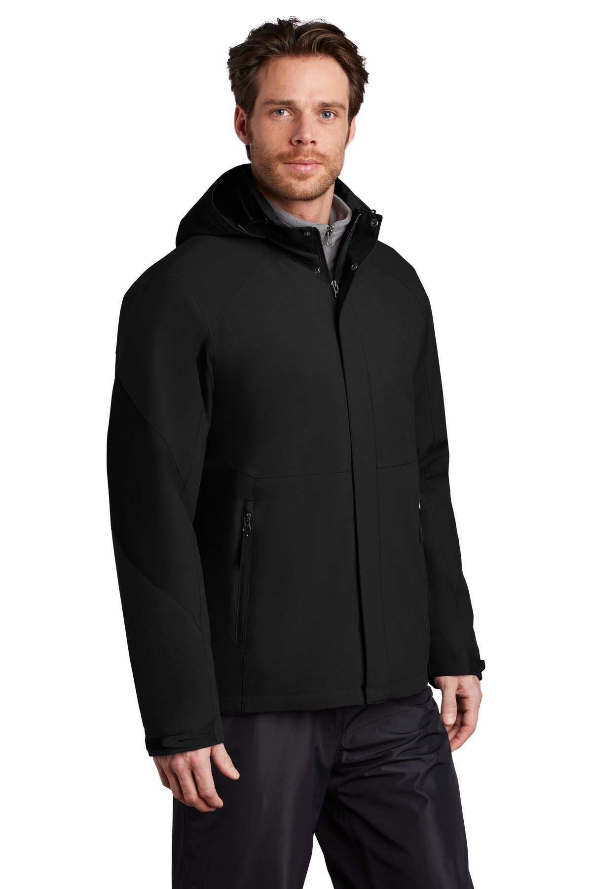 Deep Black Port Authority Insulated Waterproof Tech Jacket J405 plain