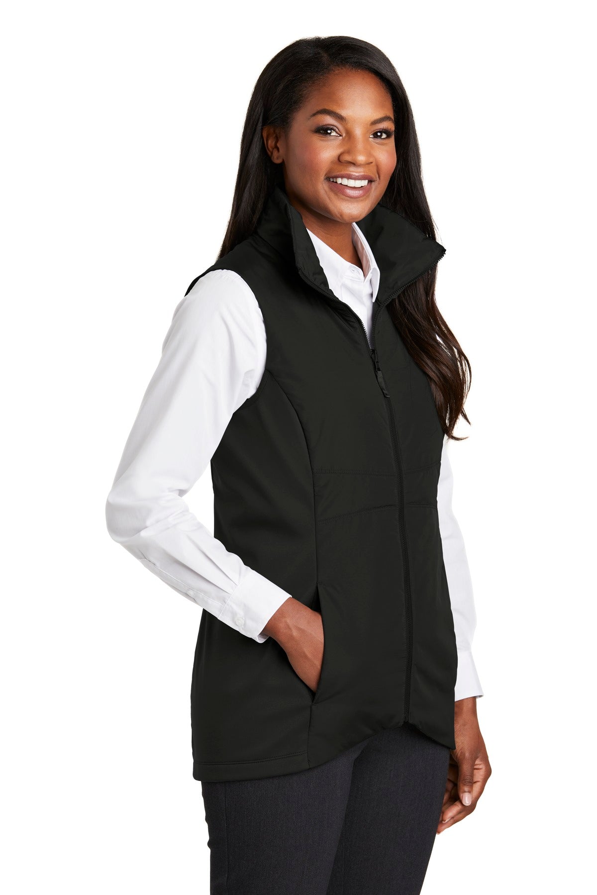 Deep Black Port Authority Women's Collective Insulated Vest. L903 plain