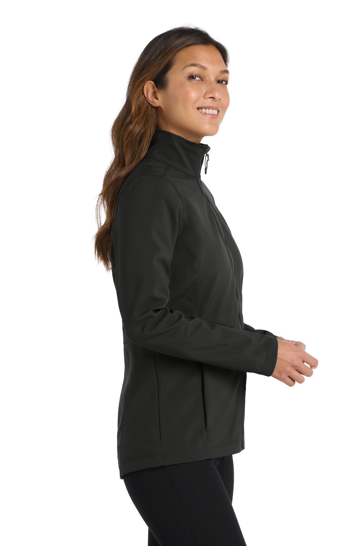 Deep Black Port Authority Women's Collective Soft Shell Jacket. L901 plain