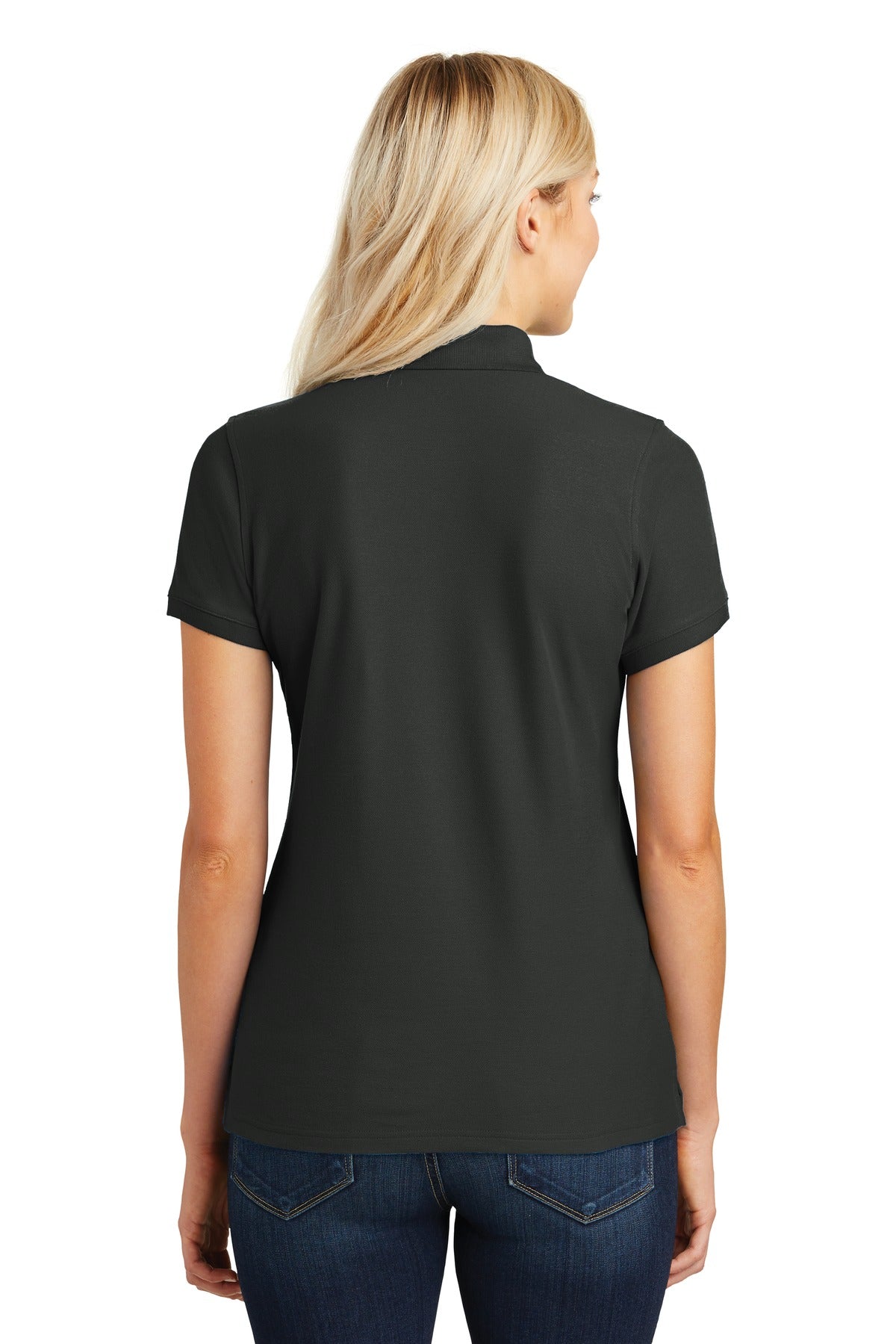 Deep Black Port Authority Women's Core Classic Pique Polo. L100 plain