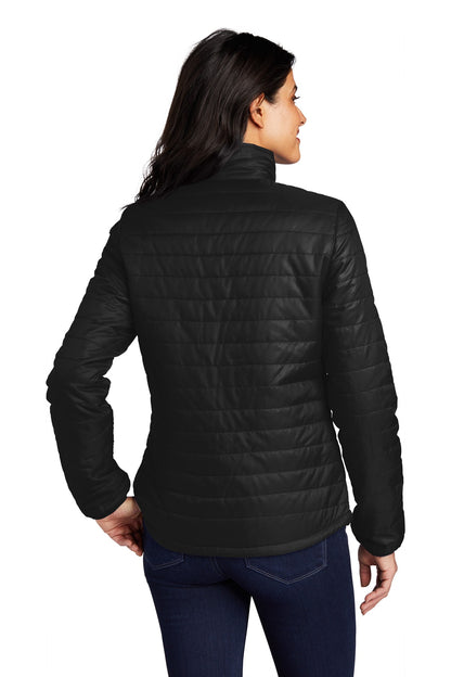 Deep Black Port Authority Women's Packable Puffy Jacket L850 plain