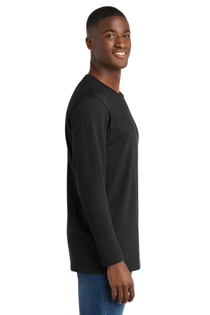 Deep Black Port & Co Long Sleeve Bouncer Tee PC600LS plain