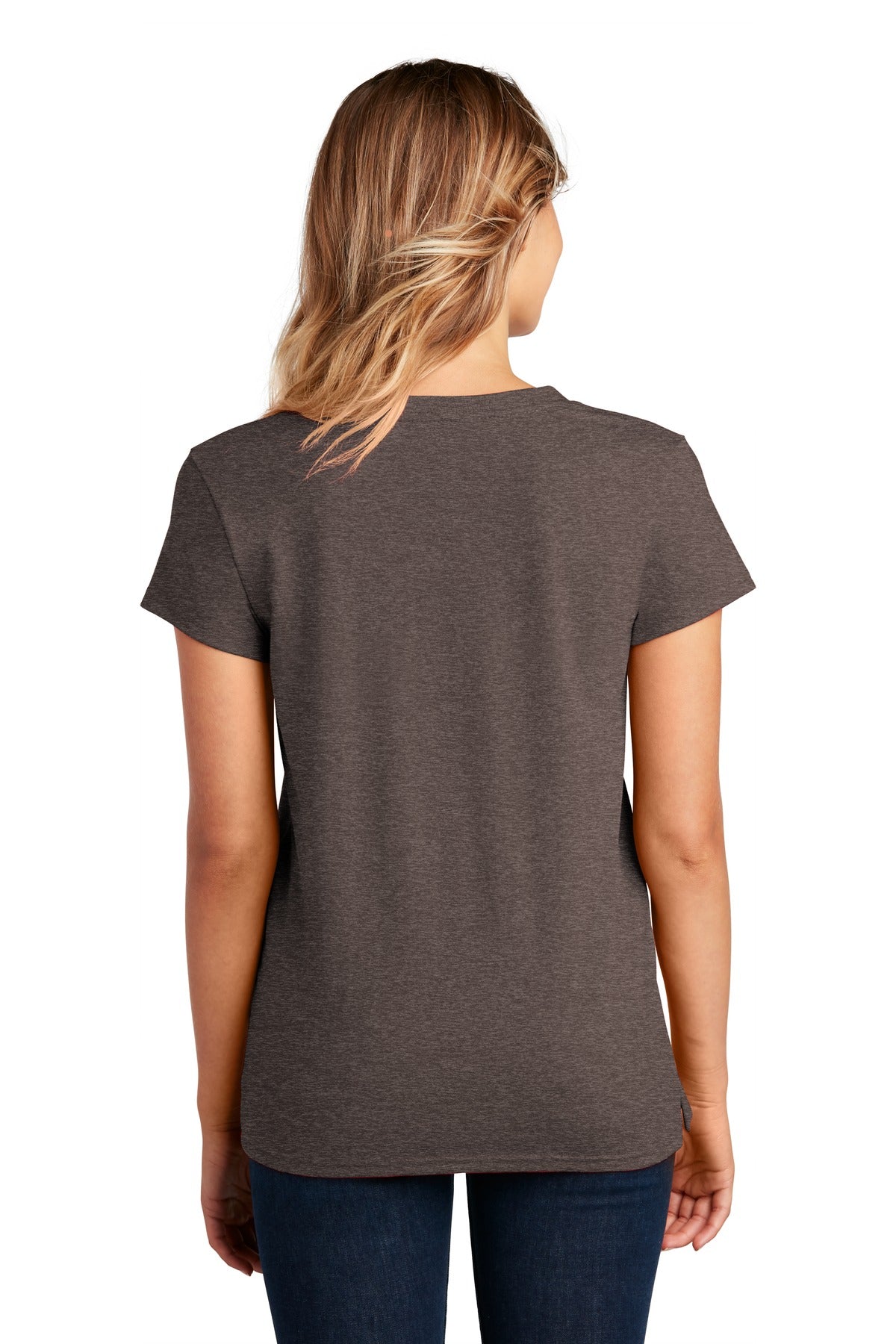 Deep Brown Hth District Women's Re-Tee V-Neck DT8001 plain