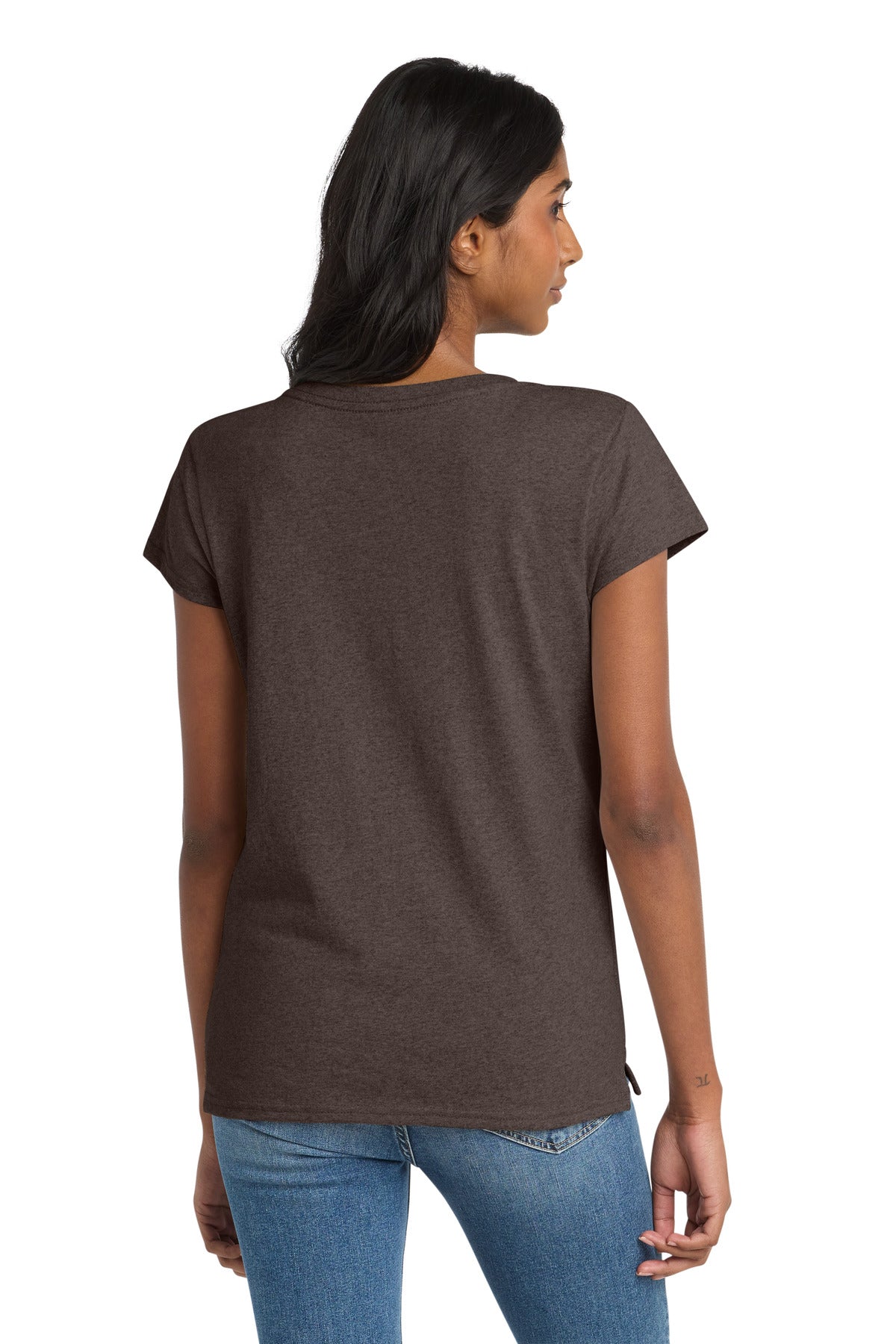 Deep Brown Hth District Women's Re-Tee V-Neck DT8001 plain
