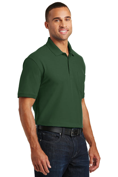 Deep For Green Port Authority Core Classic Pique Pocket Polo. K100P plain