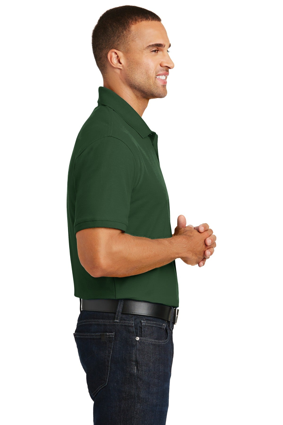 Deep For Green Port Authority Core Classic Pique Polo. K100 plain