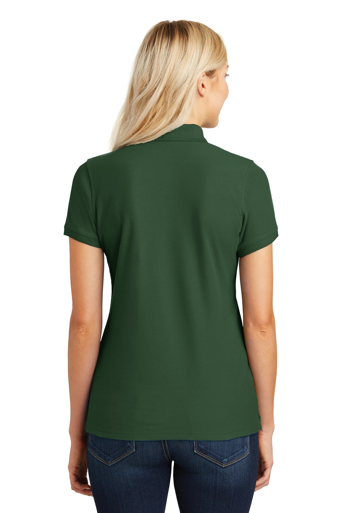 Deep For Green Port Authority Women's Core Classic Pique Polo. L100 plain